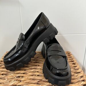 Black Chunky Loafers for Women